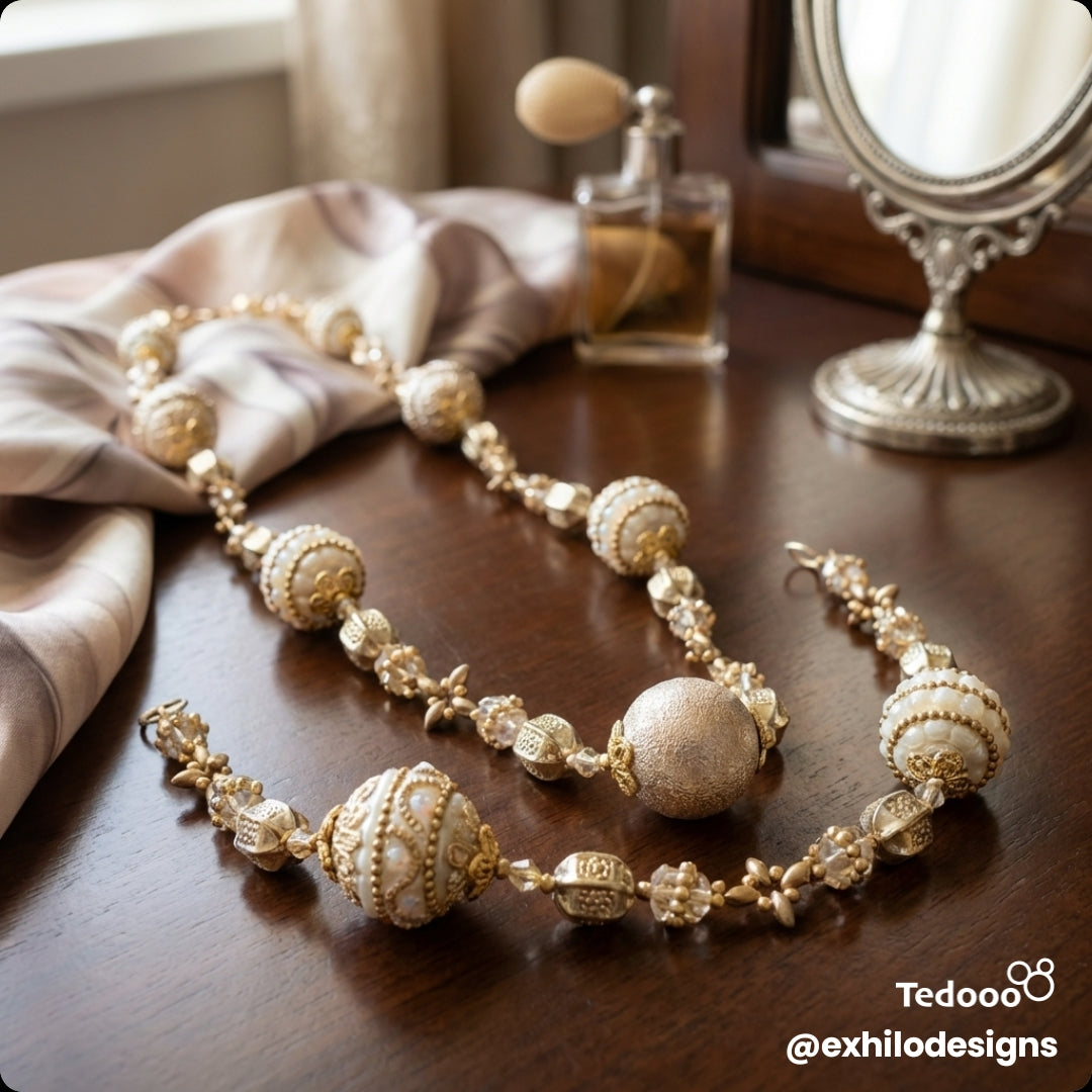 Gold lunge necklace and bracelet