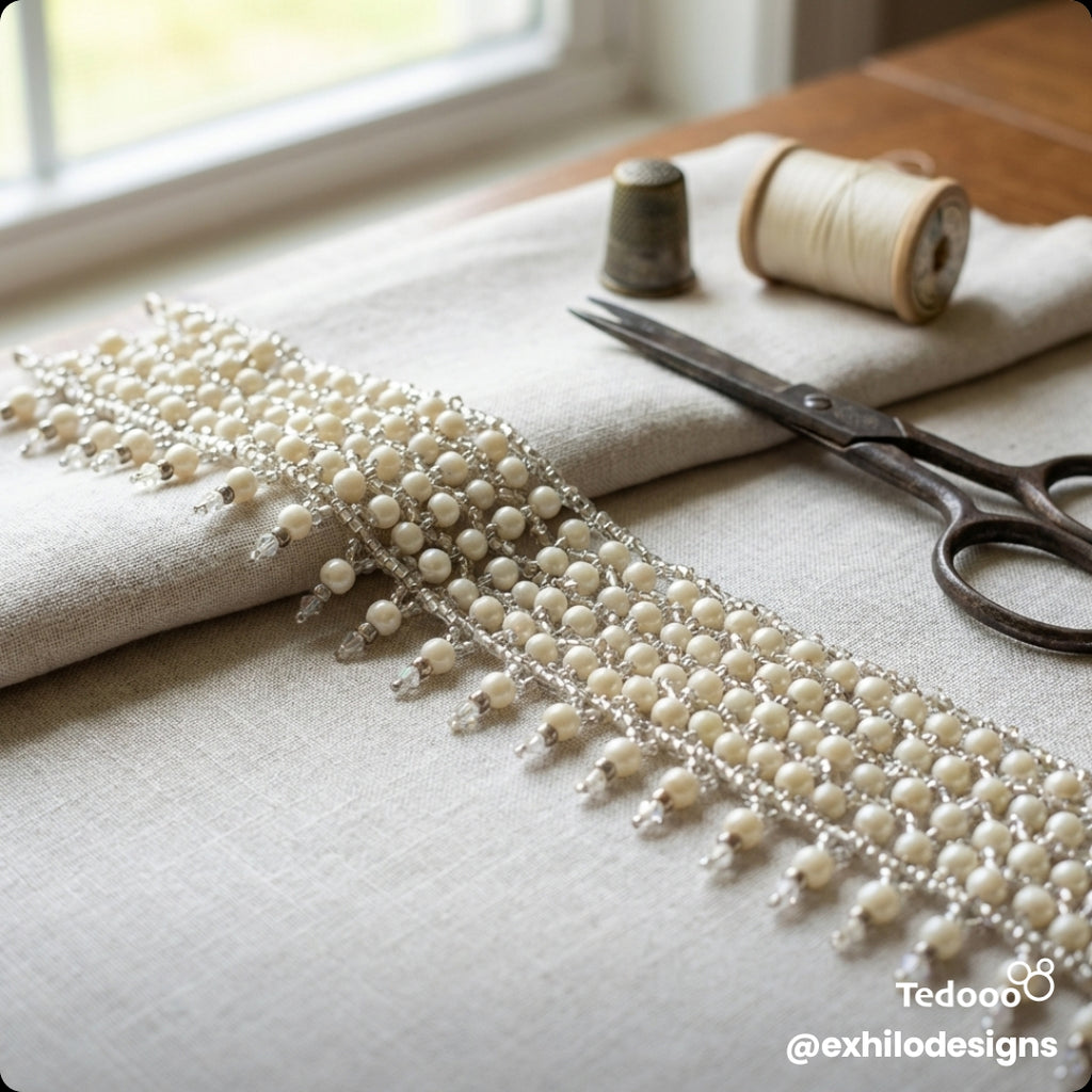 Light cream pearl box stitch bracelet