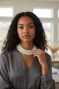 5 size white peal necklace and bracelet