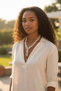 White and topaz peal drop necklace