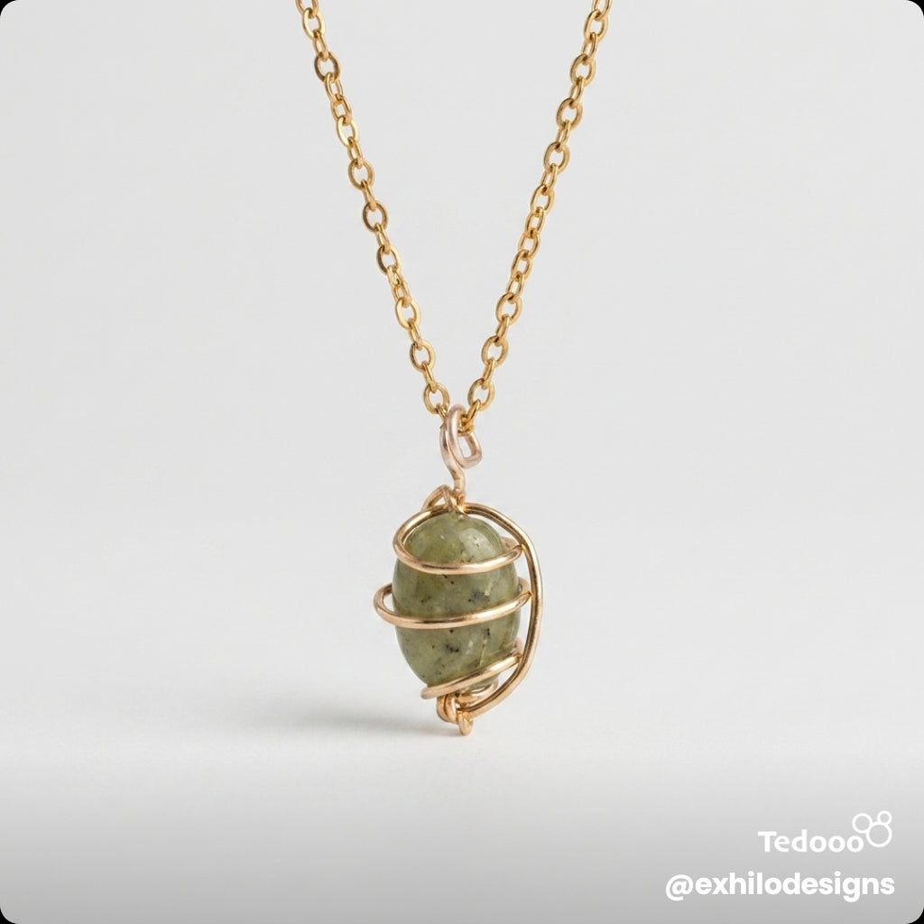 Wire-Wrapped Jasper Pendant Necklace Necklace