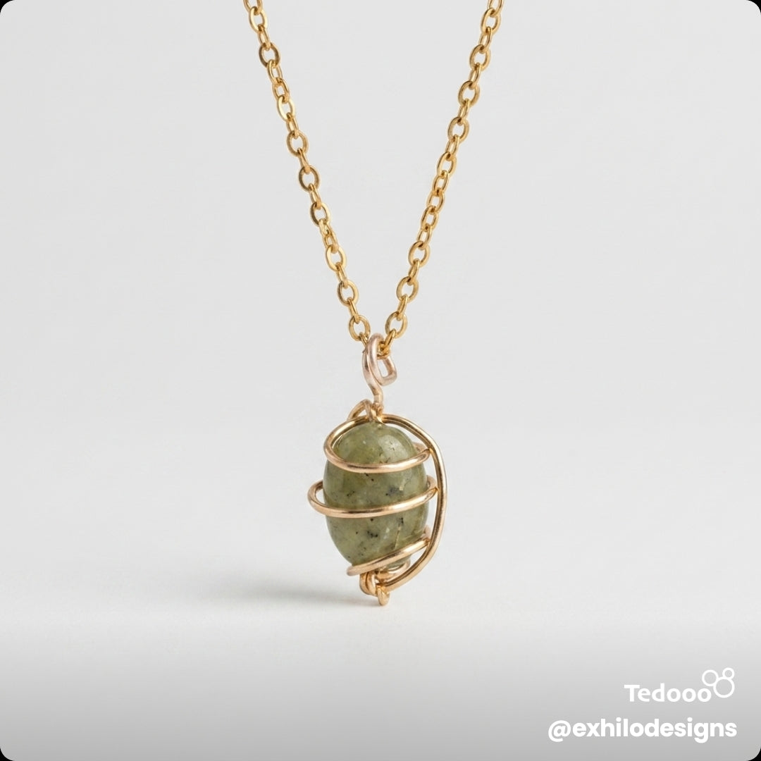 Wire-Wrapped Jasper Pendant Necklace Necklace