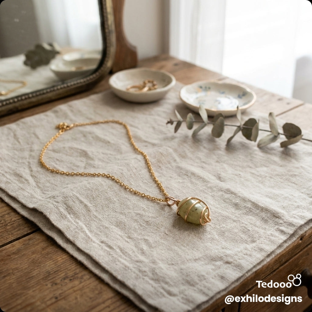 Wire-Wrapped Jasper Pendant Necklace Necklace
