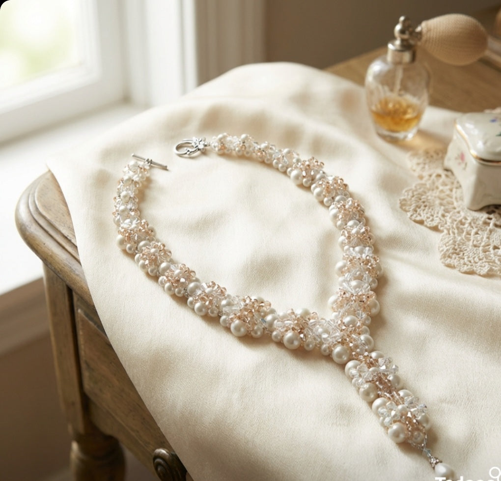 White and topaz peal drop necklace