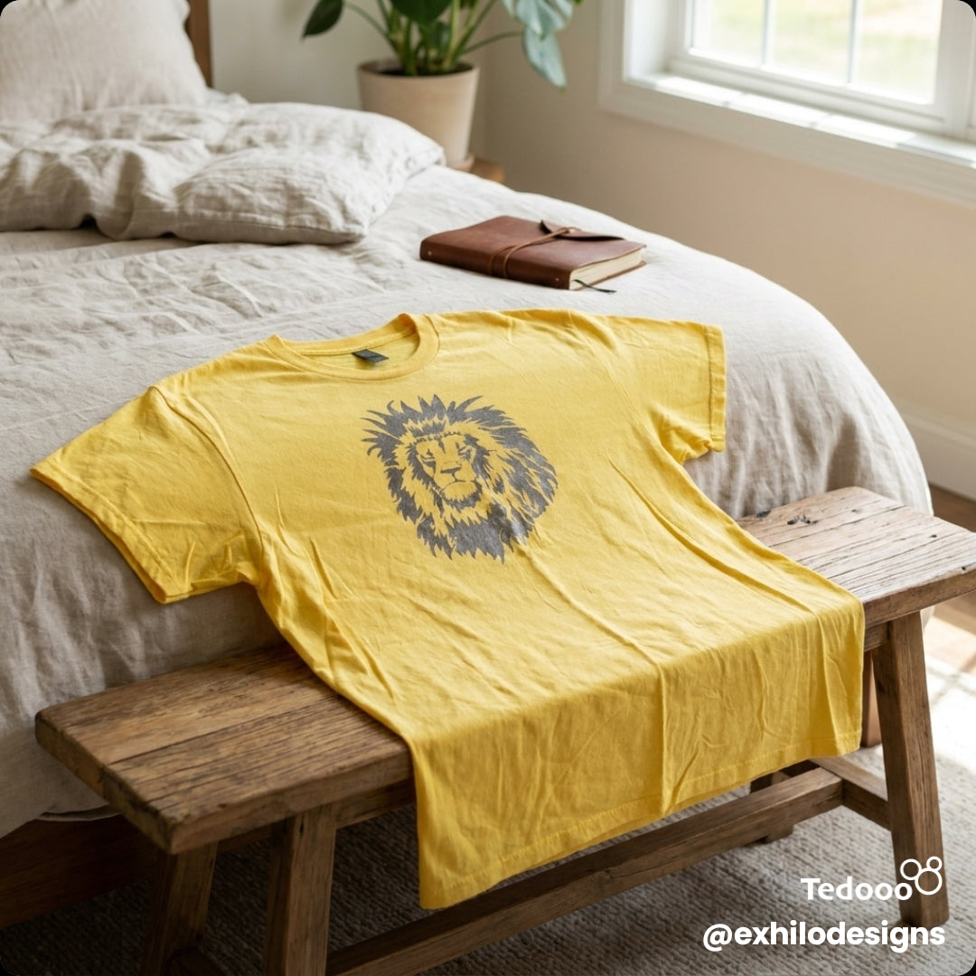 Yellow Tee-shirt with silver lion