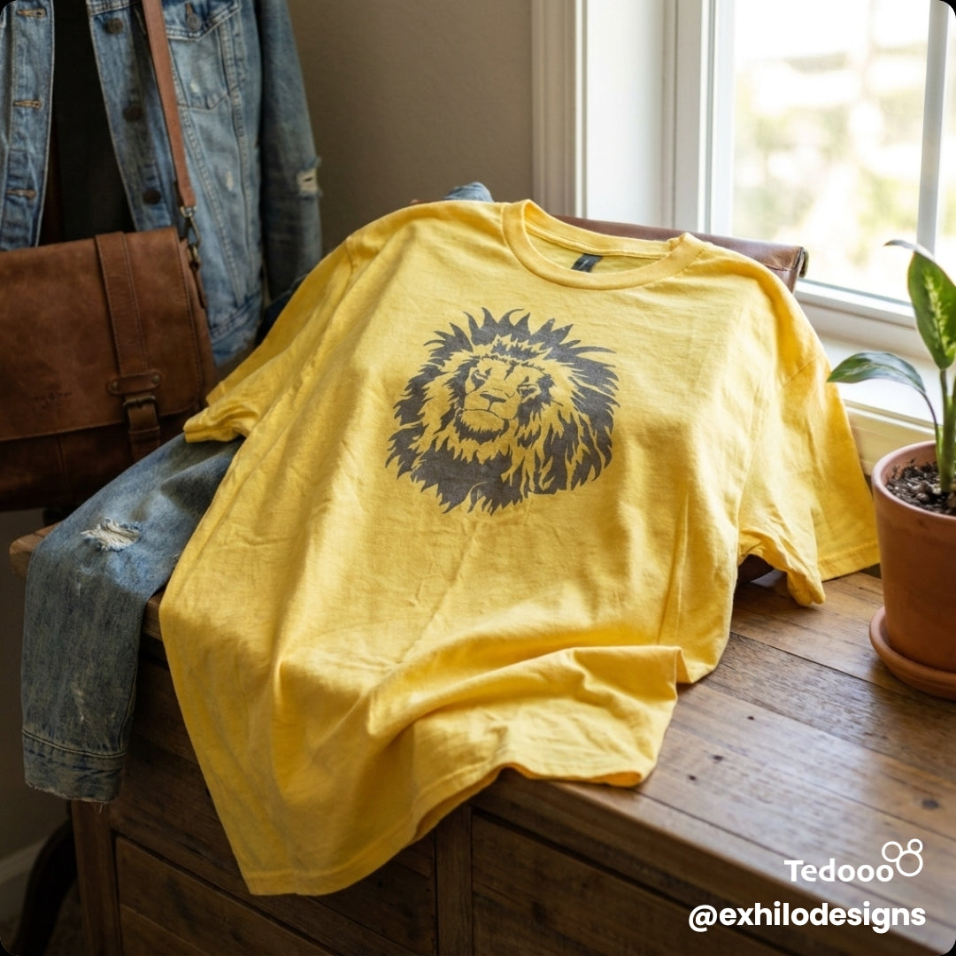 Yellow Tee-shirt with silver lion